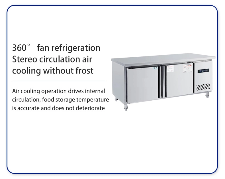 Auchmc Am-U140c Stainless Steel 2 Door Under-Counter Refrigerator Restaurant Table Workbench Chest Freezer with Wheels for Kitchen Hotel Restaurant