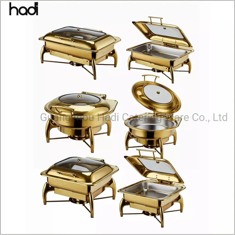 201 304 Top Viewable Rectangular Flip Chef in Dish Stainless Steel Hydraulic Chafing Dish Buffet Food Warmer Catering Hotel Restaurant Equipment