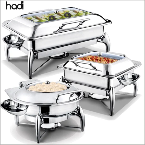 201 304 Top Viewable Rectangular Flip Chef in Dish Stainless Steel Hydraulic Chafing Dish Buffet Food Warmer Catering Hotel Restaurant Equipment