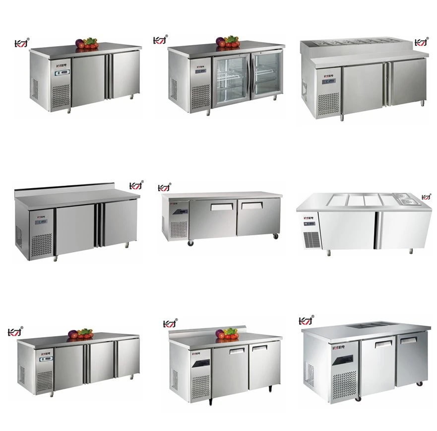 Qbtf2-5 Direct Cooling Restaurant Standing Floor Flat Commercial Cooking Table Refrigerator Freezer