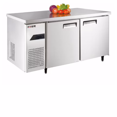 Qbtf2-5 Direct Cooling Restaurant Standing Floor Flat Commercial Cooking Table Refrigerator Freezer