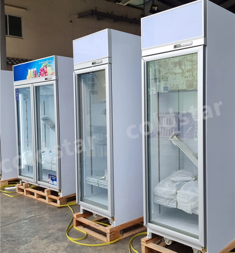 Supermarket Commercial 450L Refrigerator Freezers Glass Door Upright Showcase