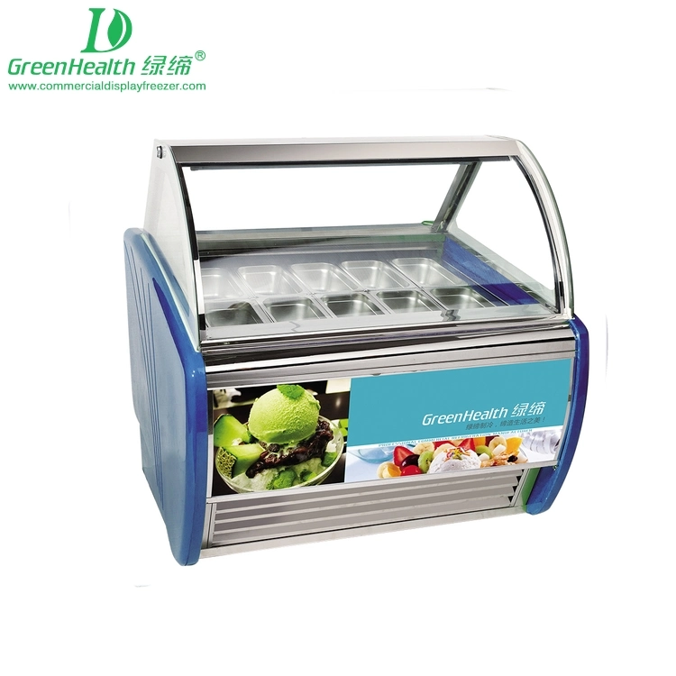 12 Pans Air Cooling -Standing Gelato Ice-Cream Display Freezer