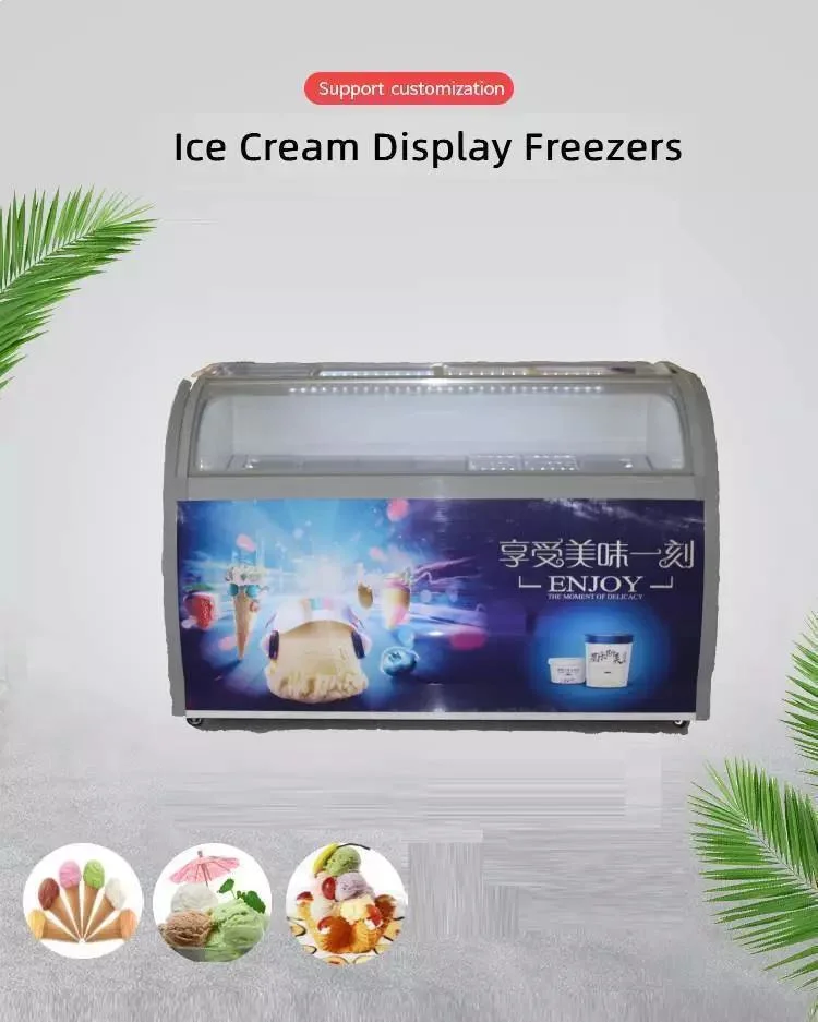 Commercial Ice Cream Display Fridge Freezer Gelato Showcase for Shop