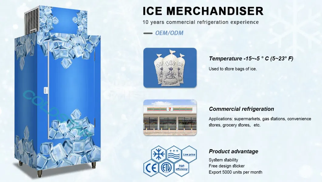 Solid Outdoor Used Ice Merchandiser Ice Bagged Refrigerator for Sale