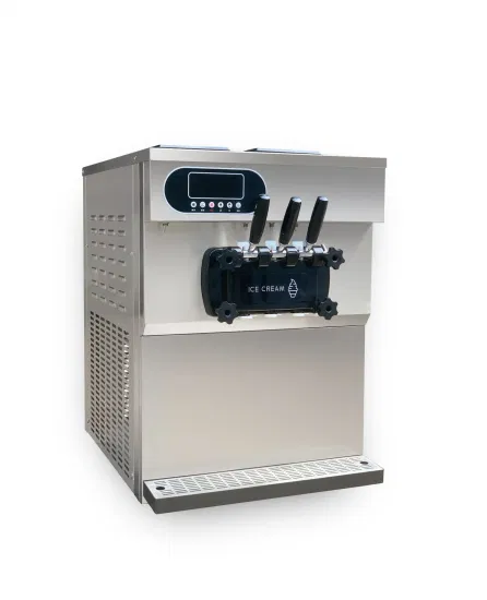 Desktop 25L Per Hour Soft Serve Ice Cream Maker Countertop Comercial Ice Cream Machine with 3 Flavors