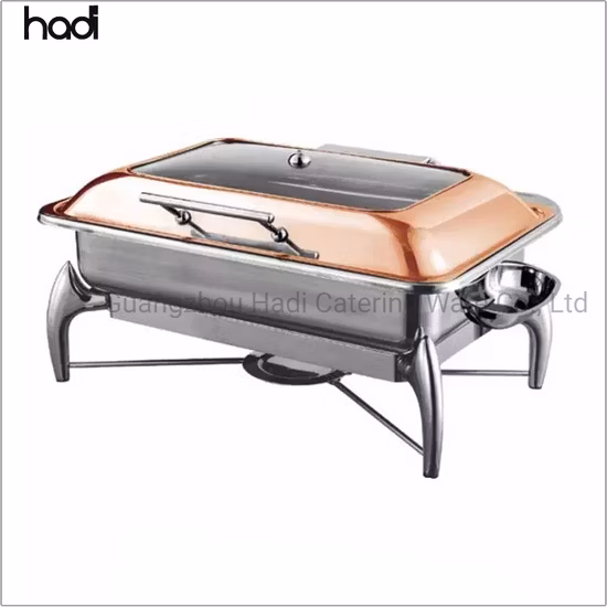 201 304 Top Viewable Rectangular Flip Chef in Dish Stainless Steel Hydraulic Chafing Dish Buffet Food Warmer Catering Hotel Restaurant Equipment