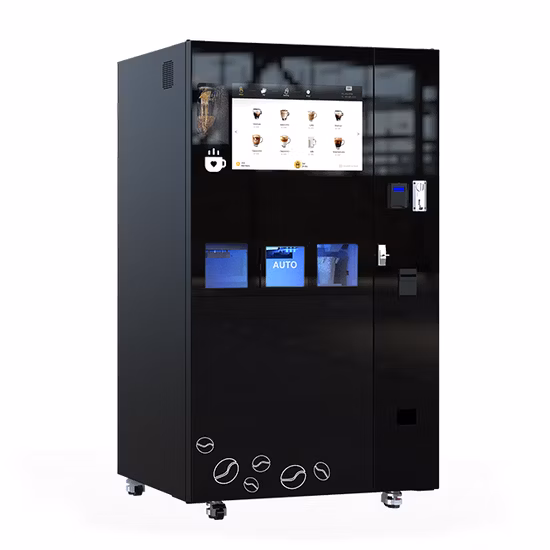 Outdoor Large Freshly Brewed Ground Bean to Cup Coin Operated Tea Coffee Vending Machine Price with Ice Maker