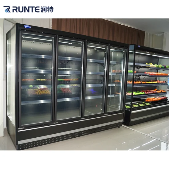 Glass Door Vertical Display Freezer Commercial Refrigerator Freezer for Supermarket